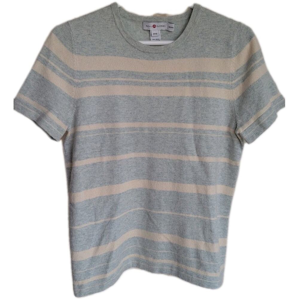 Vintage Sweater Women's Coastal Grandma Cashmere Silk Short Sleeve Sz S Petite